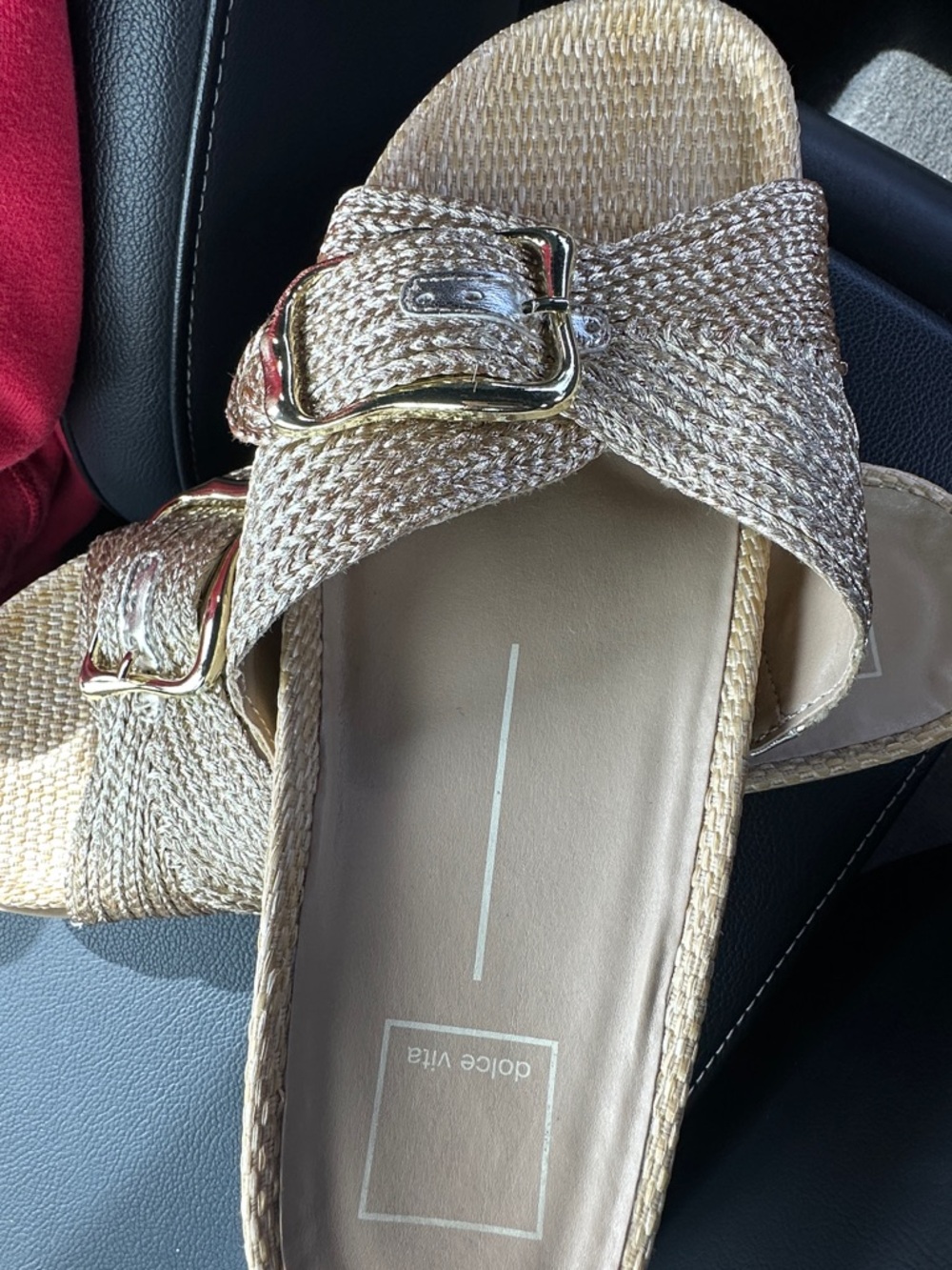 Dolce Vita Metallic Gold Braided Buckle Slide Sandals